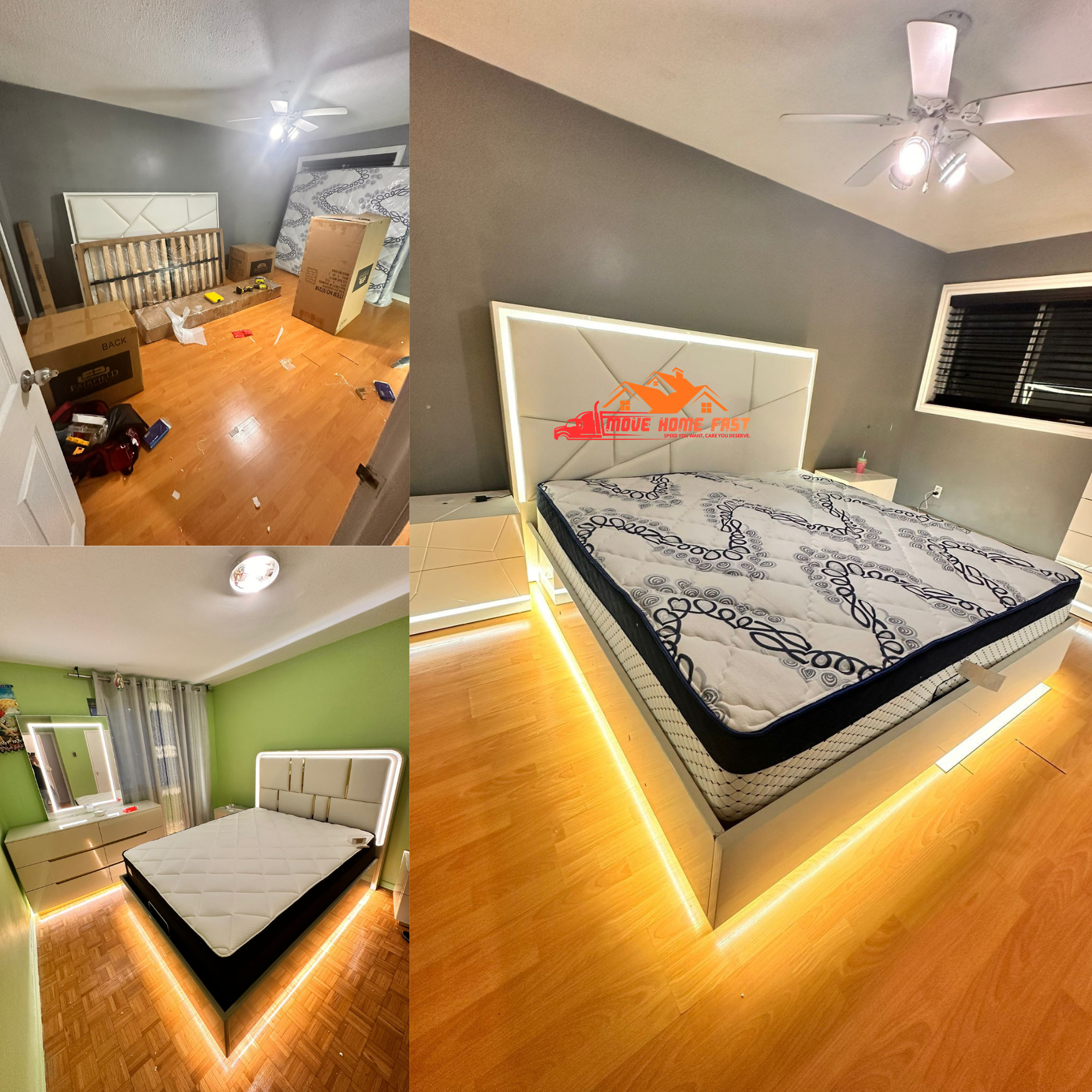 MoveHomeFast staff disassembling and wrapping furniture for a residential move